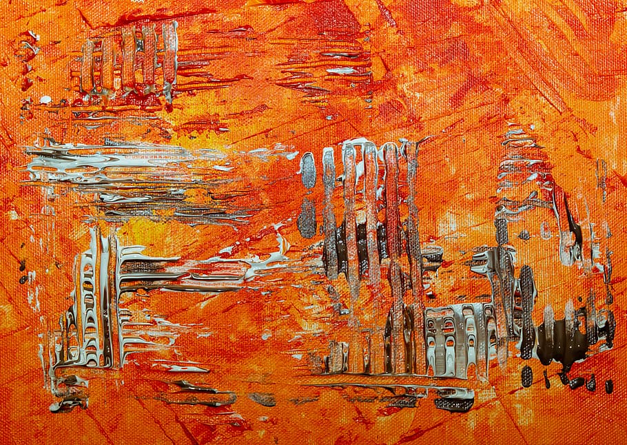 orange and brown abstract painting, modern art, texture, background