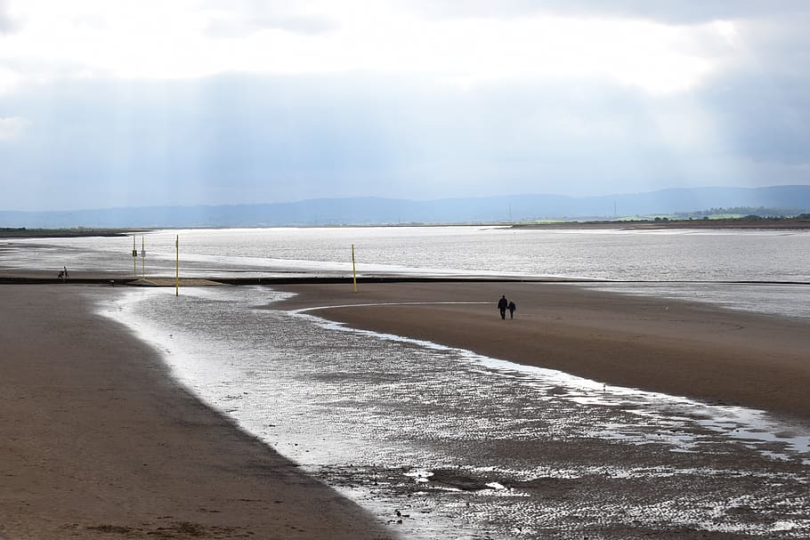 beach, walking, coast, seaside, strolling, water, coastline HD wallpaper
