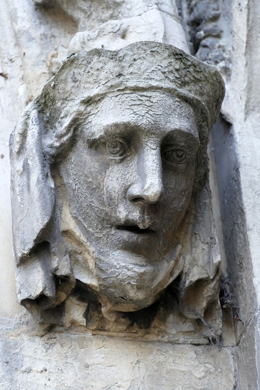 head, face, sculpture, stone, art, old, antique, history, church HD wallpaper