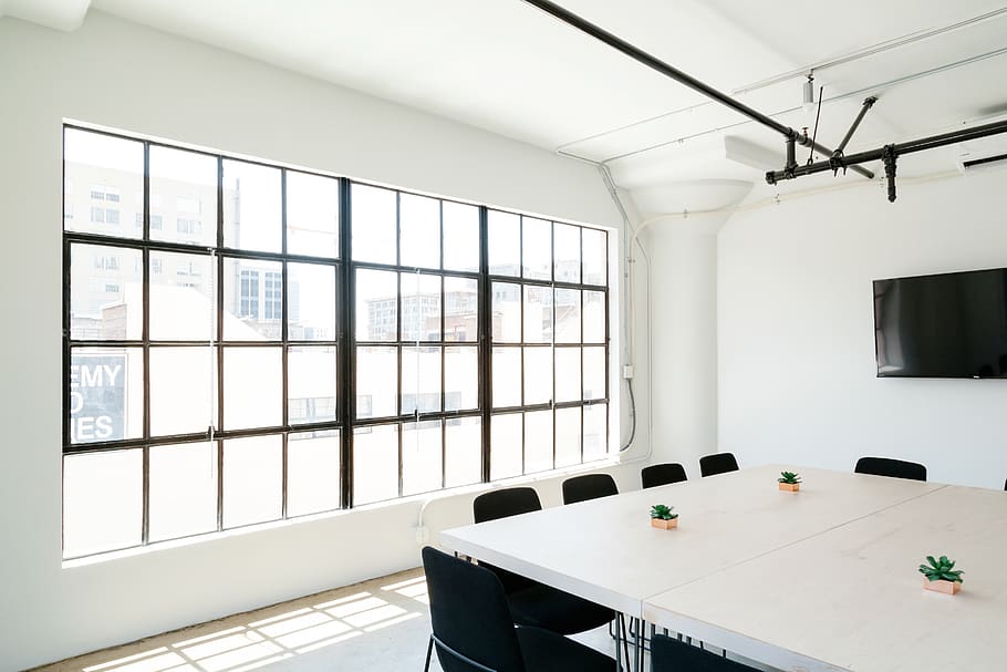 interior, design, tables, chairs, white, wall, ceiling, floor HD wallpaper