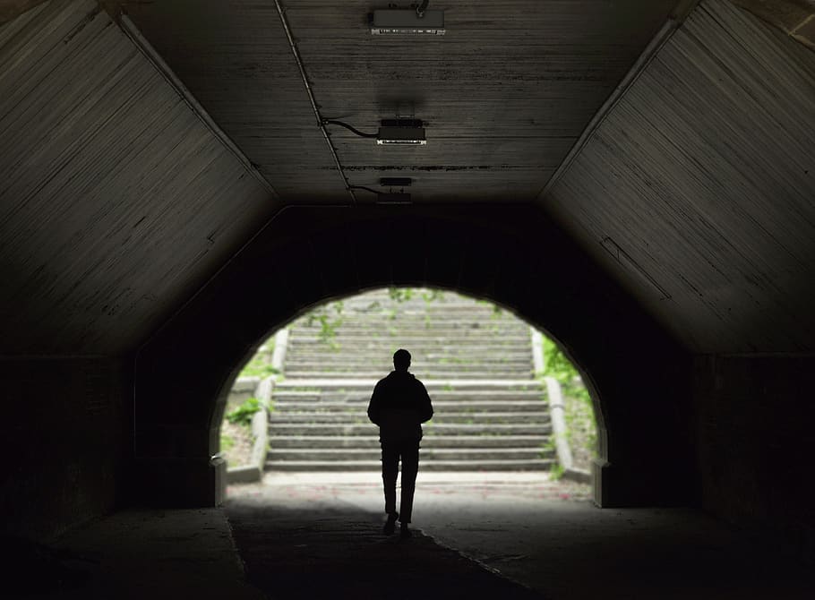 man standing inside tunnel, central park, city, united states HD wallpaper