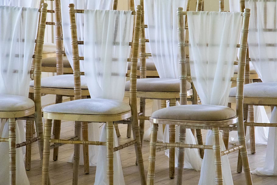person showing brown bamboo-themed chairs, furniture, wedding, HD wallpaper