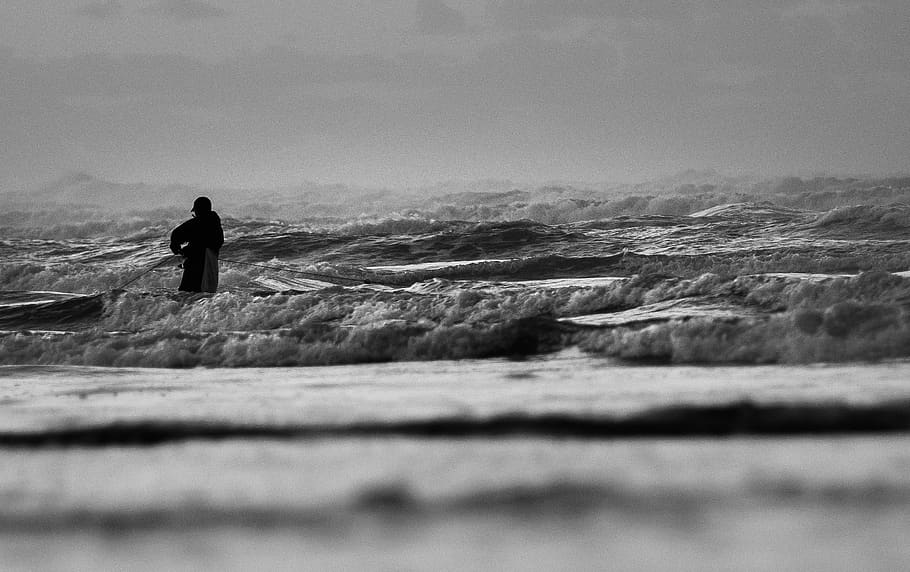 web, black and white, surf, ocean, sea, water, nature, beach HD wallpaper