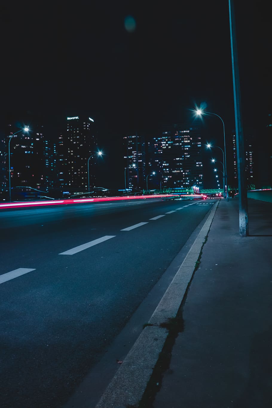 empty street with lights during nighttime, road, way, highway, HD wallpaper