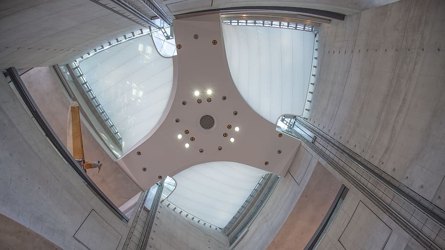 whit ebuilding interior, architecture, window, skylight, staircase HD wallpaper