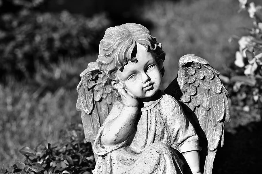 angel, angel figure, sculpture, statue, wing, tomb figure, tombstone, HD wallpaper