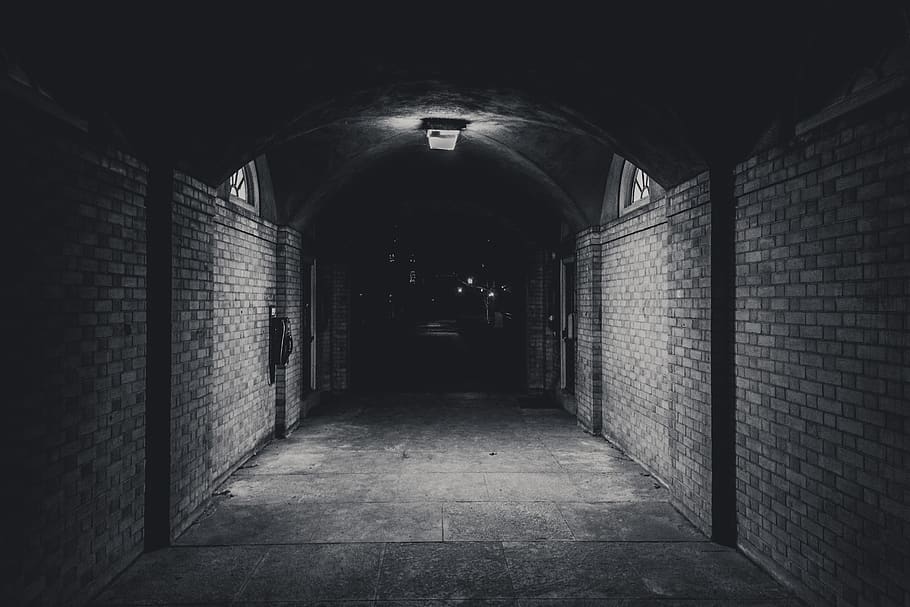 A dark underground pathway., canada, toronto, university of toronto - st. george campus