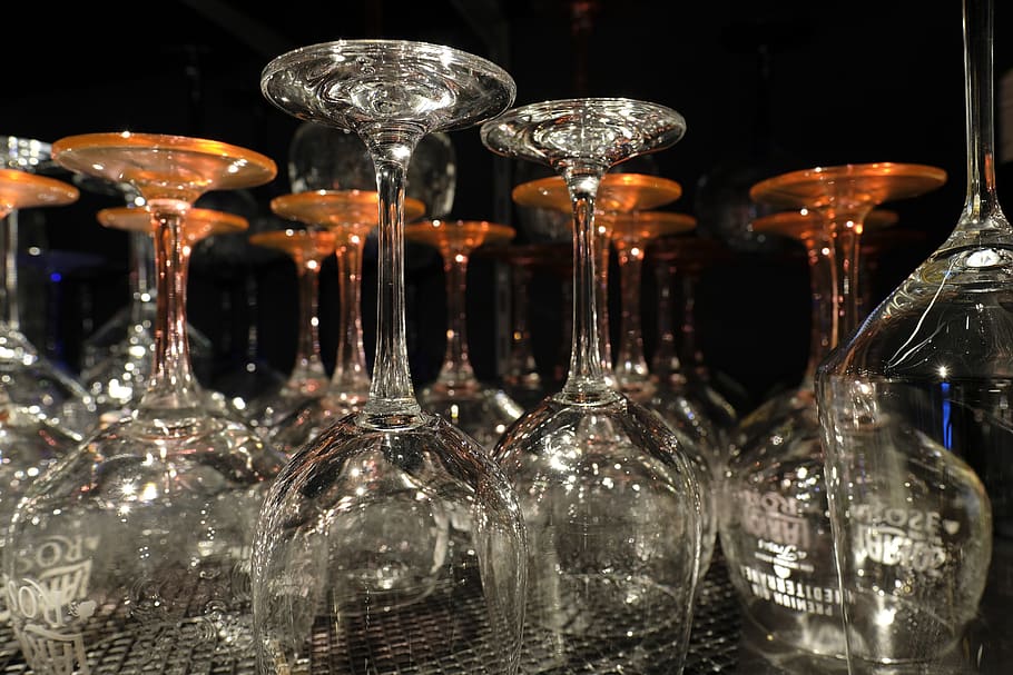 glasses, drinking glasses, thirst, transparent, bar, restaurant HD wallpaper