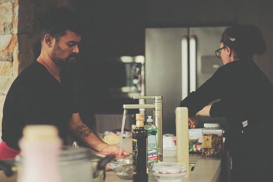 person, human, worker, bartender, bar counter, pub, restaurant HD wallpaper