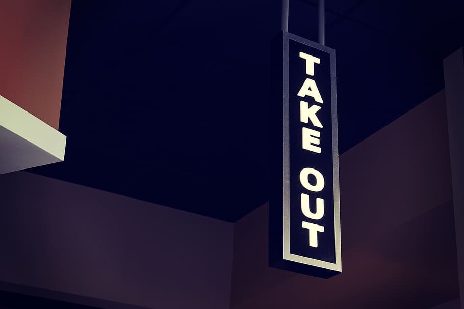 White Led Take Out Signage Hanging, architecture, art, conceptual, HD wallpaper