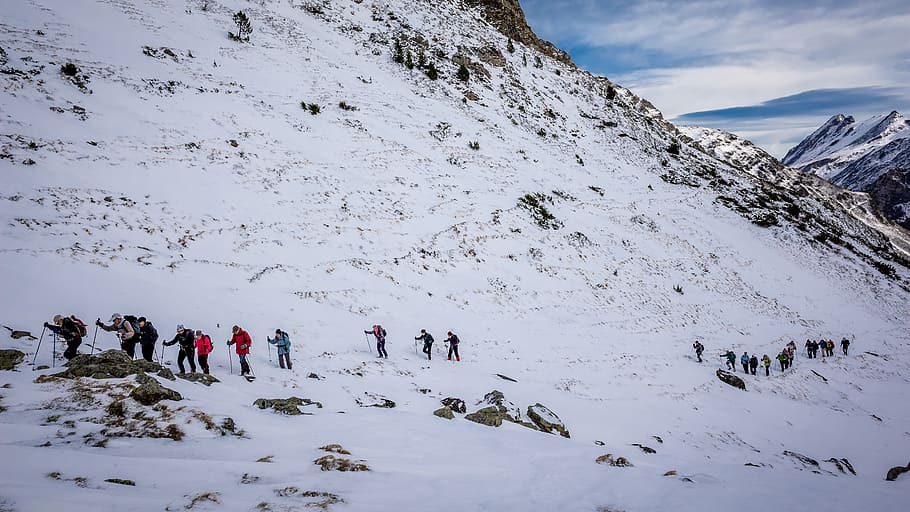 bouleste, pyrénées, mountain, snow, group, hiking, cold temperature HD wallpaper
