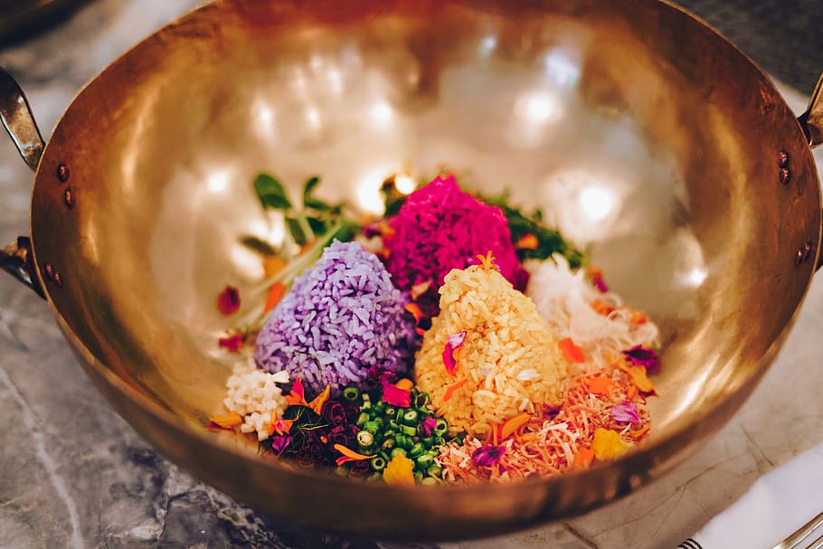 Colorful Thai Rice Dish Photo, Colourful, Thailand, Creative HD wallpaper