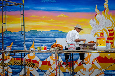 Colourful wall paintings, art, background, illustration, artwork HD wallpaper