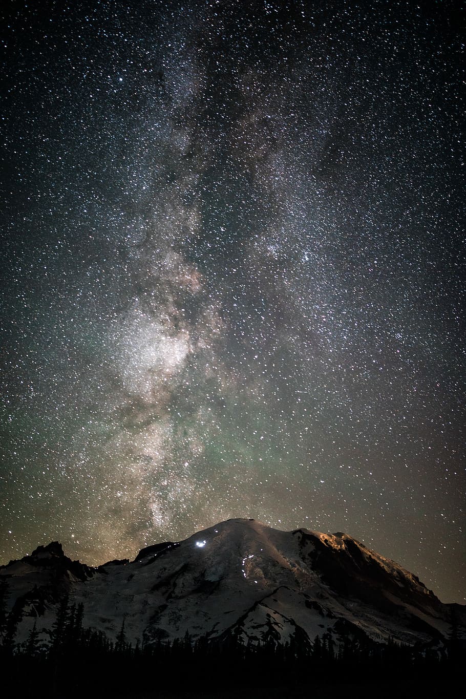 HD wallpaper: snow covered mountain under stars during night time ...