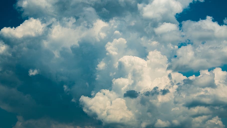 white clouds on sky, nature, outdoors, weather, cumulus, summer HD wallpaper