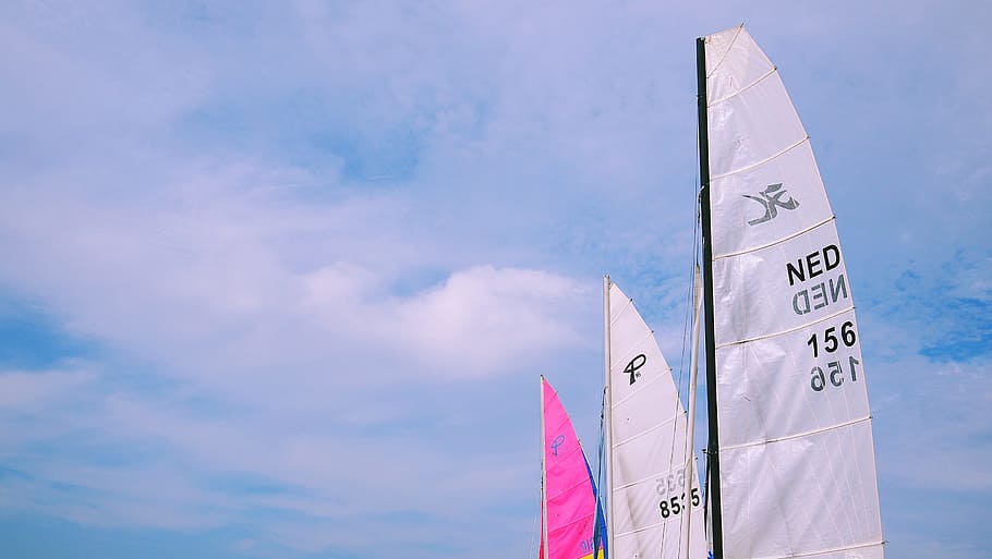 blue, sky, clouds, sailboats, sunshine, summer, ocean, cloud - sky HD wallpaper