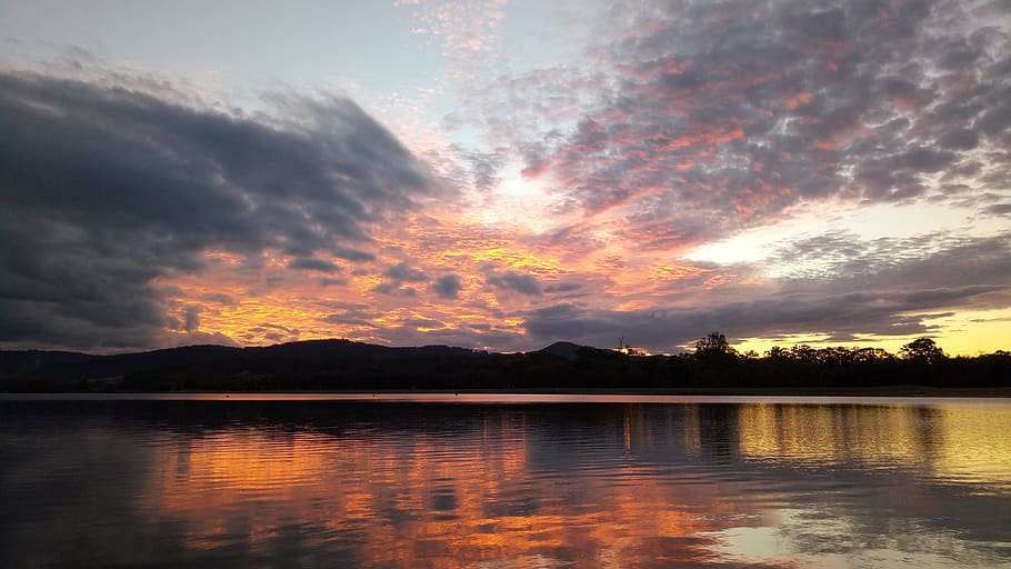 Lake Water, australia, beach, clouds, dawn, daylight, dramatic HD wallpaper