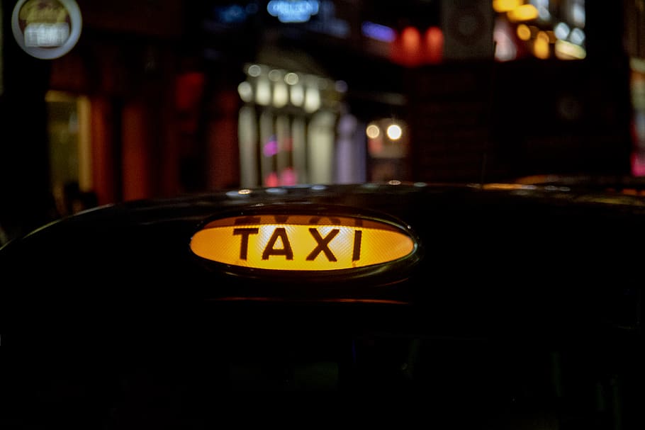 taxi yellow LED signage, united kingdom, london, bond street, HD wallpaper