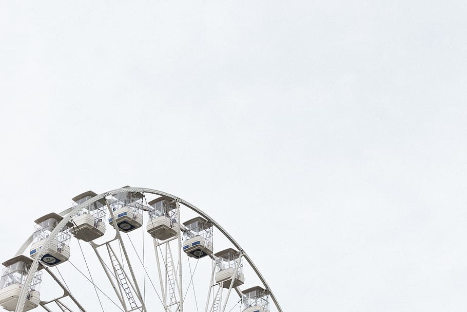 white ferris wheel, amusement park, maringá, brazil, minimalist HD wallpaper