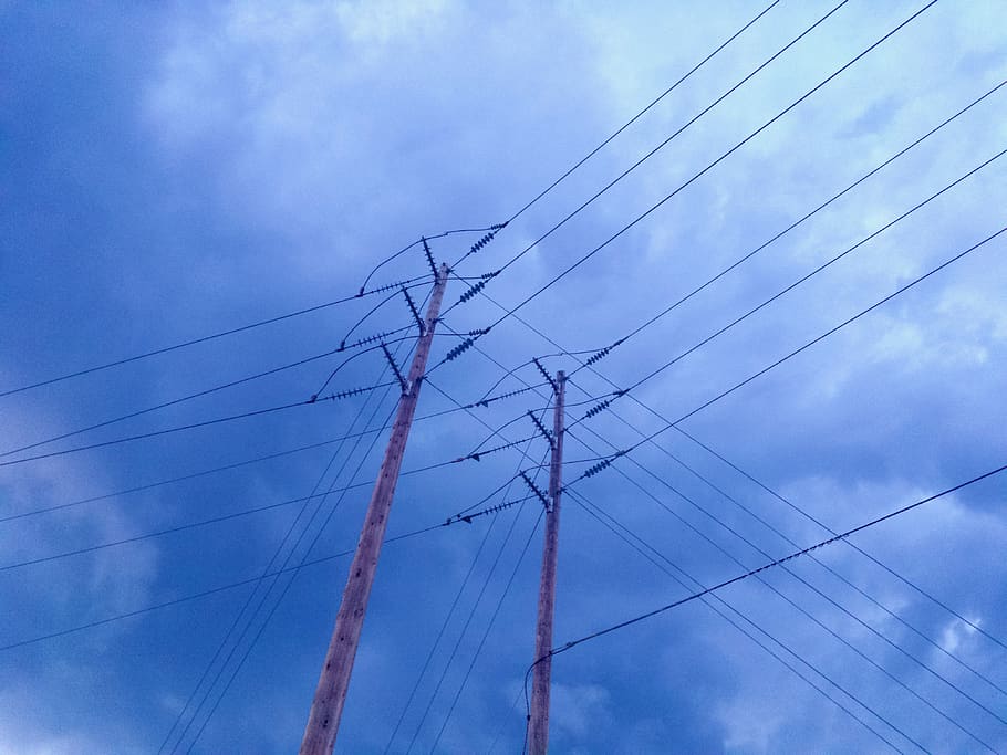 canada, penticton, sky, power, lines, blue, cable, electricity HD wallpaper