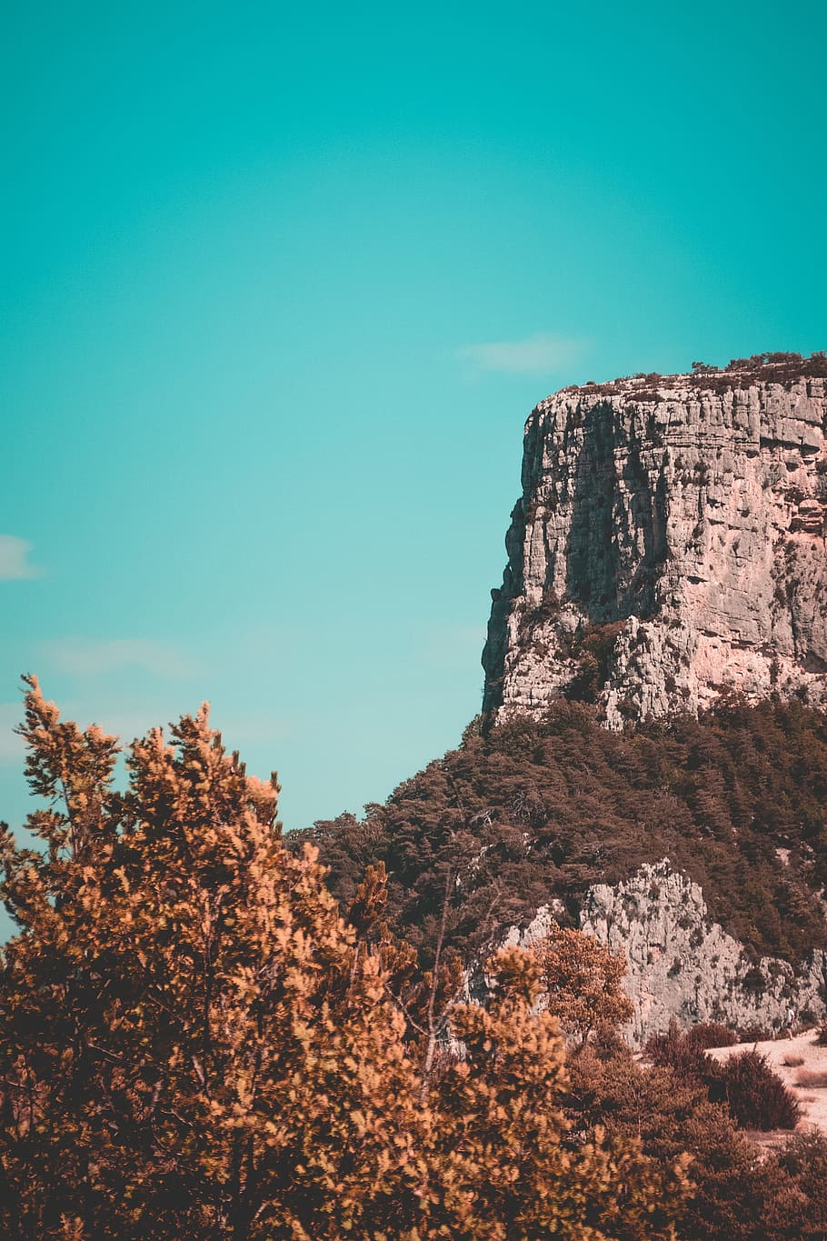 Gray Cliff, blue, blue sky, clouds, daylight, environment, geology HD wallpaper