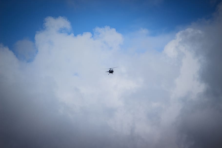 sky, massive clouds, cloudscape, helicopter, navy, cloud - sky HD wallpaper