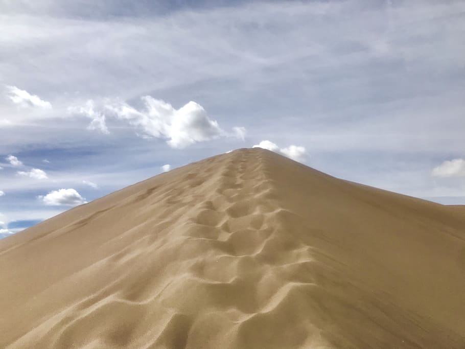 desert under clear blue sky, sand, dune, soil, outdoors, nature HD wallpaper