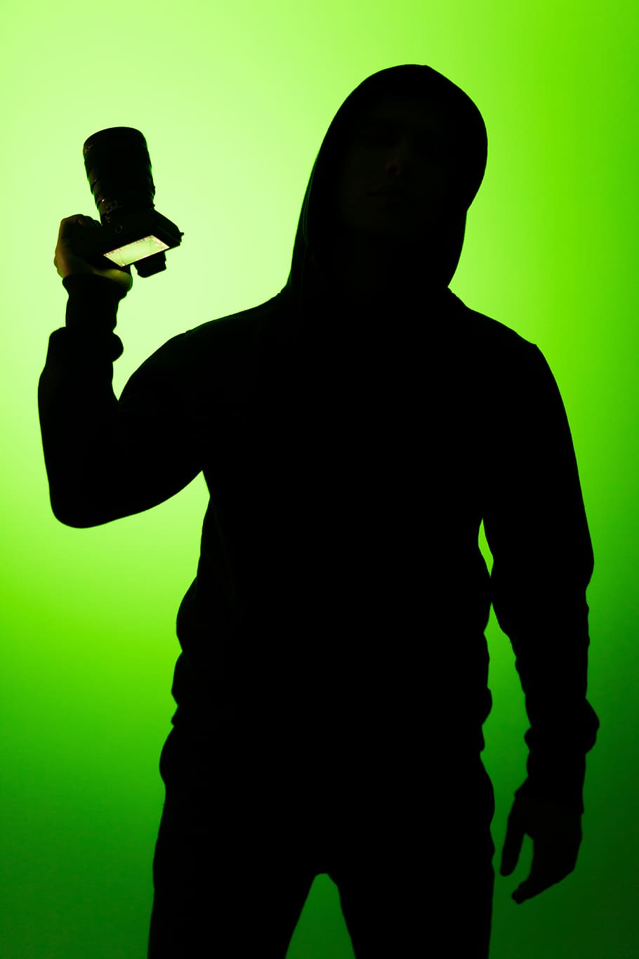 Silhouette Of Person Holding A Camera, backlit, man, indoors HD wallpaper
