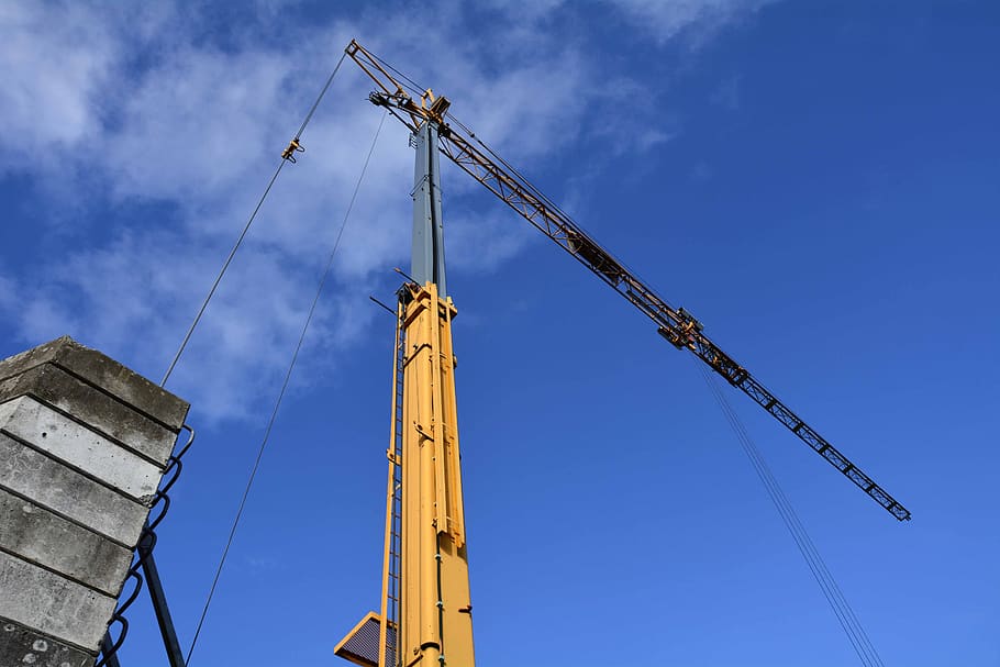 crane, housebuilding, construction work, site, shell, architecture HD wallpaper