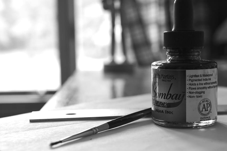 ink, paint brush, creativity, drawing, school, art, container HD wallpaper