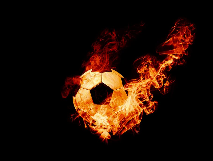 burning, fire, ball, football, soccer, soccerball, fireball, HD wallpaper