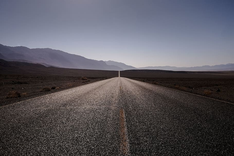 Gray Asphalt Road, daylight, empty road, landscape, mountains HD wallpaper
