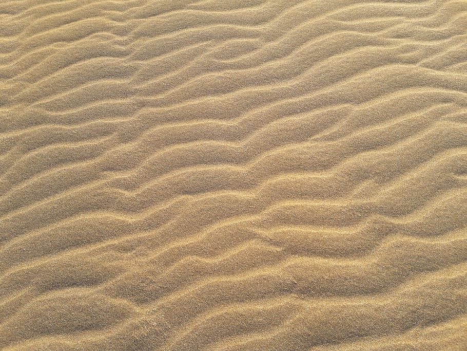 close-up photo of sand, land, wave pattern, backgrounds, sand dune, HD wallpaper
