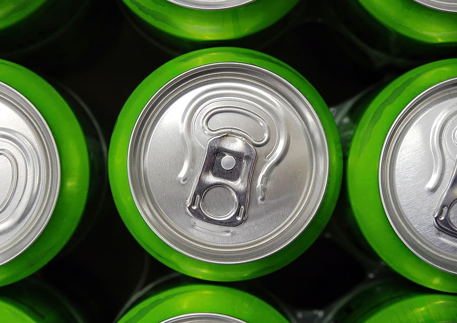 can, drink, beverage, ring, pull, tab, aluminium, green, beer