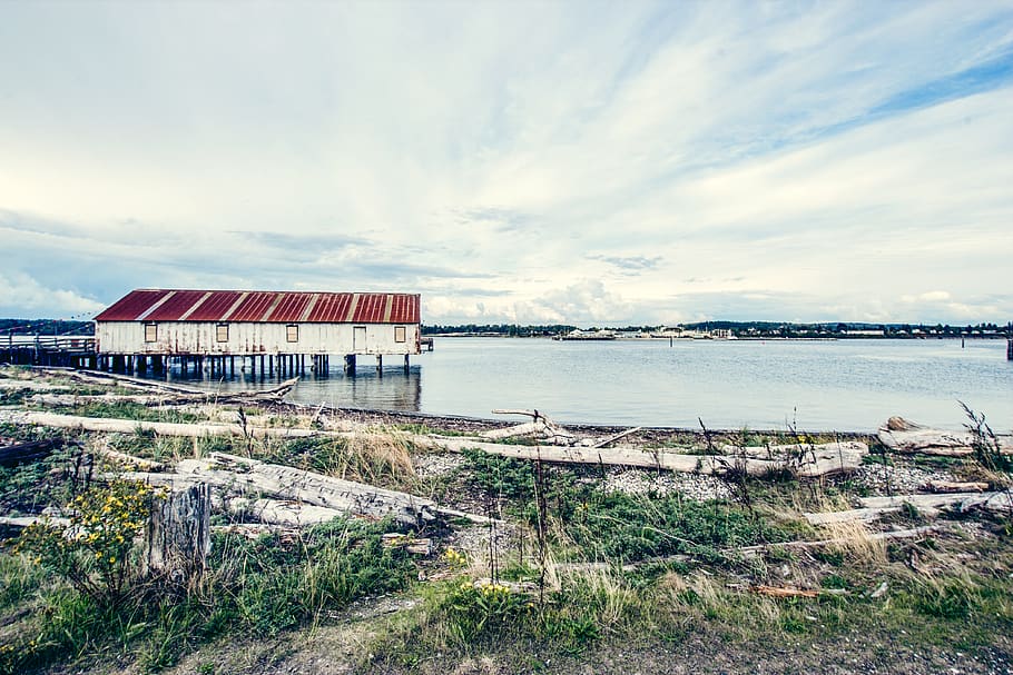 waterfront, dock, pier, nature, outdoors, blaine, housing, building HD wallpaper