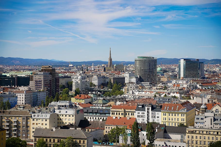vienna, austria, panorama, vienna from above, aerial view, the centre of vienna, HD wallpaper