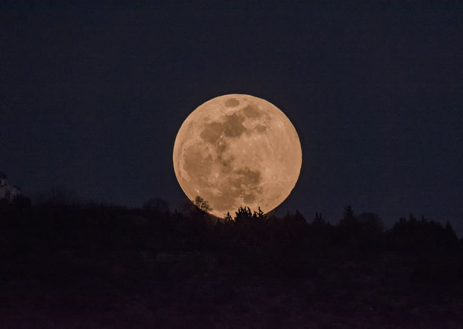 moon, dark, kastoria, greece, night, sky, fantasy, moonlight HD wallpaper