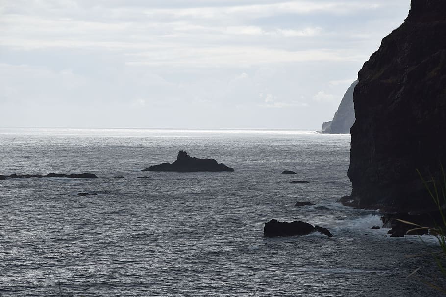 madeira, atlantic, summer, vacations, rock, surf, sea, water HD wallpaper