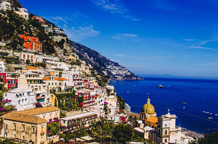 italy, amalfi, amalfi coast, sea, ocean, colors, water, positano, HD wallpaper