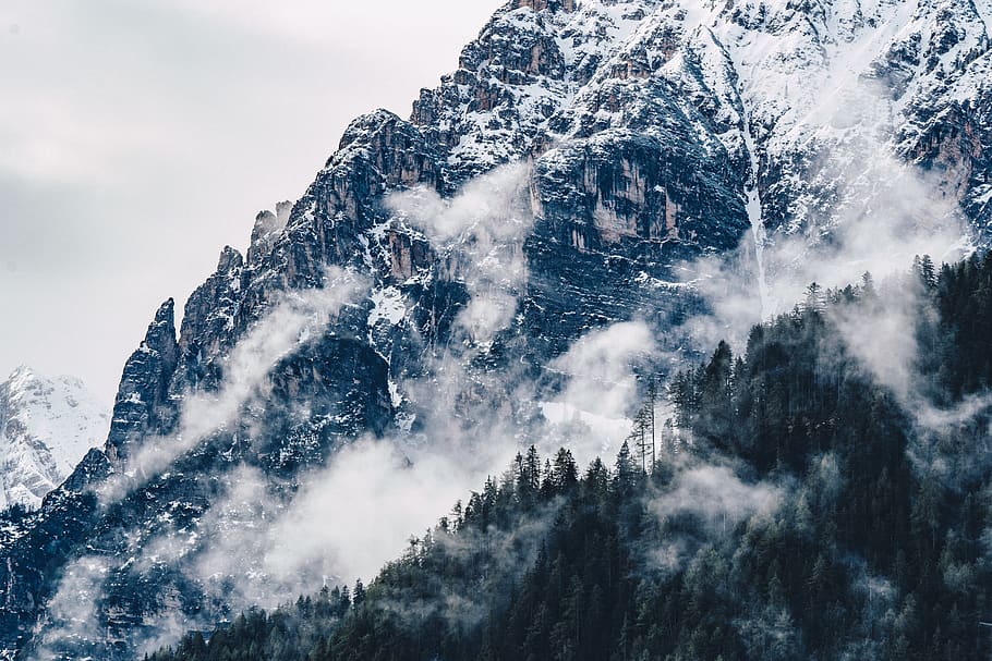 nature, outdoors, mountain, mountain range, ice, plant, tree HD wallpaper