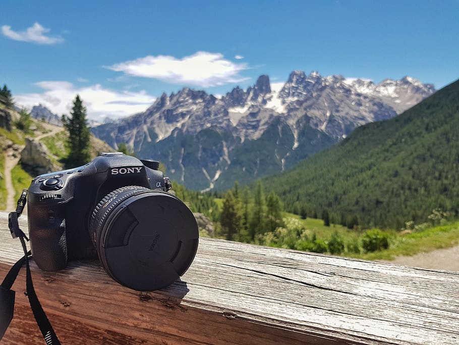 mountains, camera, view, nature, sky, photo, photography, tourism HD wallpaper