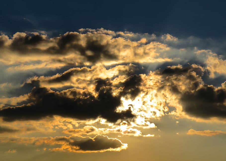 Sunset, clouds, dramatic, evening, heaven, landscape, light, mood HD wallpaper
