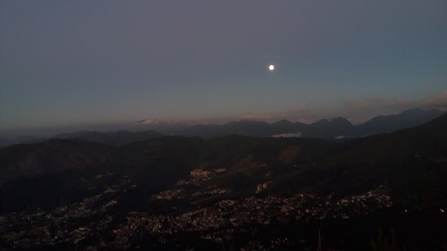 brasil, nova friburgo, sunset, moon, sky, night, beauty in nature, HD wallpaper
