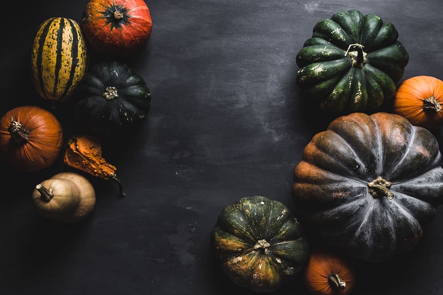 Variety of Pumpkins, healthy, autumn, fall, vegetable, halloween