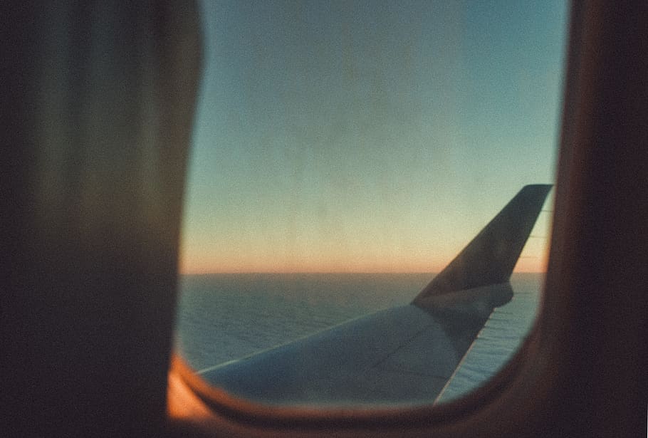 White Plane Wing during Golden Hour, air, aircraft, aircraft wing HD wallpaper