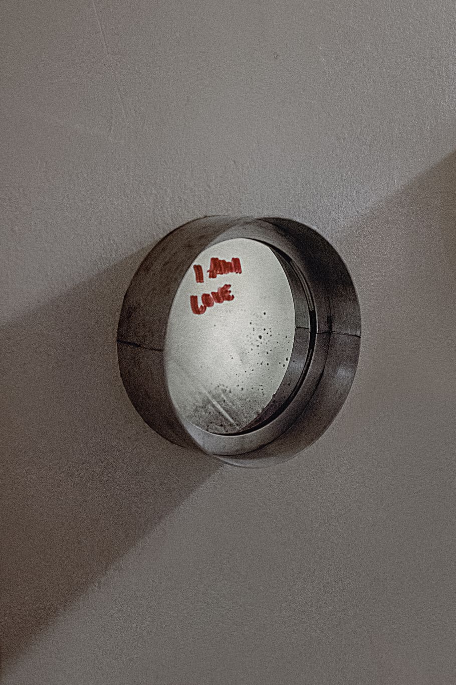 Round Gray Framed Mirror, design, indoors, steel, text, wall HD wallpaper