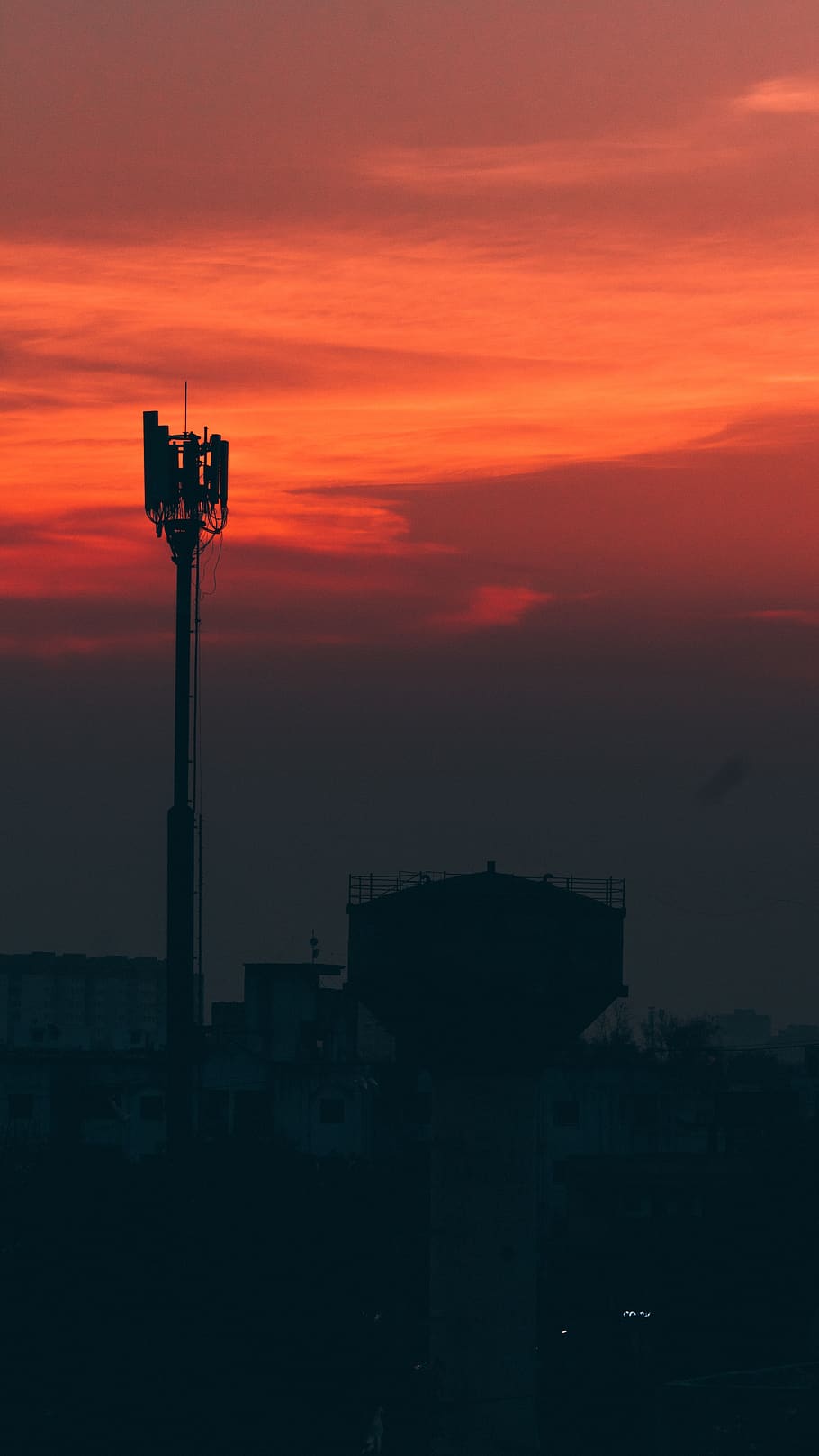 india, ahmedabad, thaltej chowk, sunset, sky, orange color