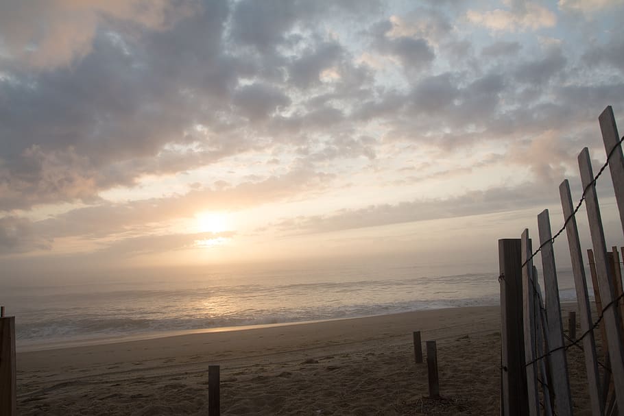 united states, kitty hawk, sky, cloud - sky, sea, sunset, water HD wallpaper
