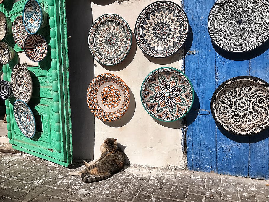 essaouira, morocco, dans la rue, art, pottery, street, maroc, HD wallpaper