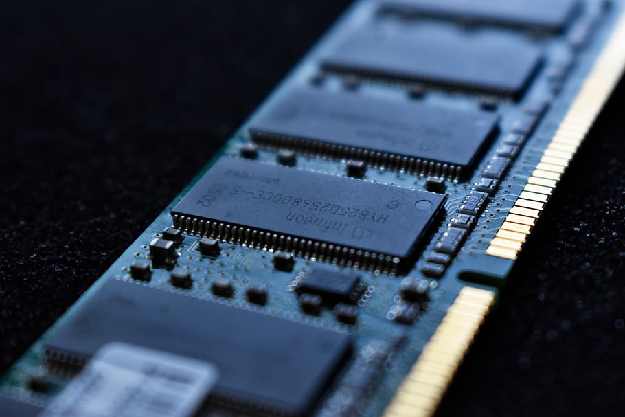 macro shot photo of a computer RAM, hardware, computer hardware